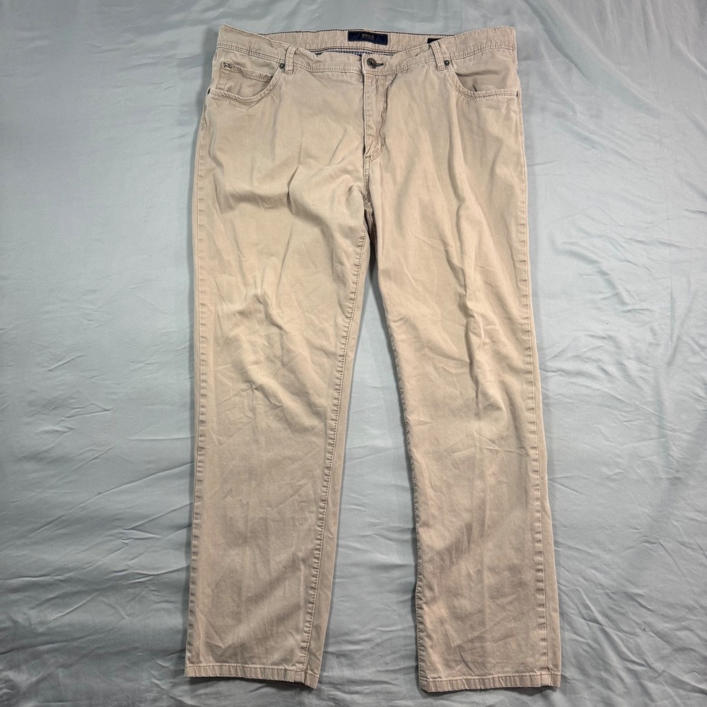 Brax Cadiz Pants Quantum Pima Cotton Straight Leg Mens 42x34 (Fits 39x30) Beige